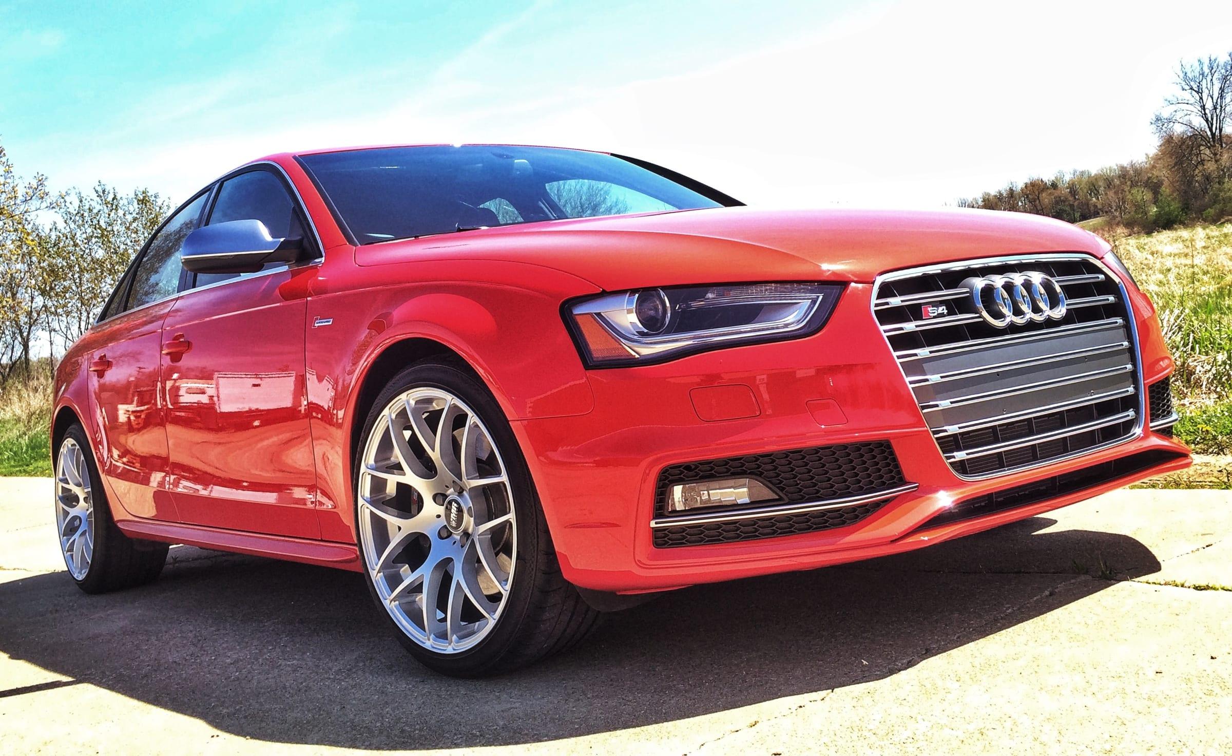 Red Audi S4 with a high-gloss finish